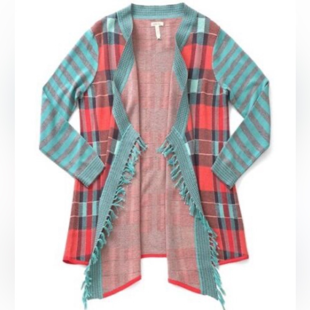 Matilda‎ Jane Women’s Cotton Blend Plaid Waterfall Long Cardigan Duster Sweater